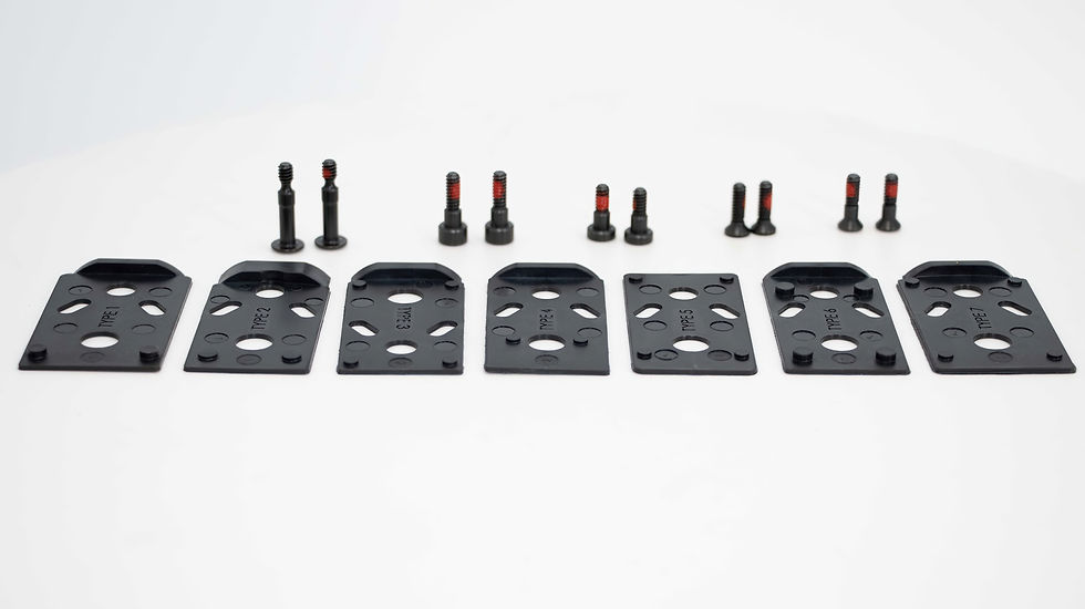 Seven different optics plates and five sets of screws should mean about any optic will mount on the S&W M&P 9 Metal Carry Comp, however the plates are a flexible plastic.