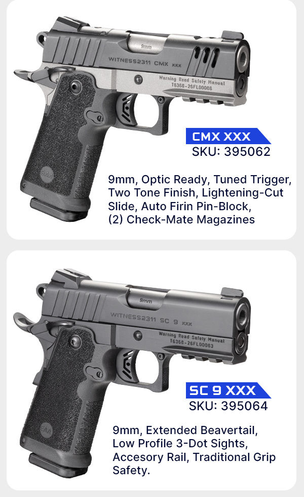 EAA Girsan Witness 2311 CMX XXX and SC XXX differences. Image courtesy of EAA.