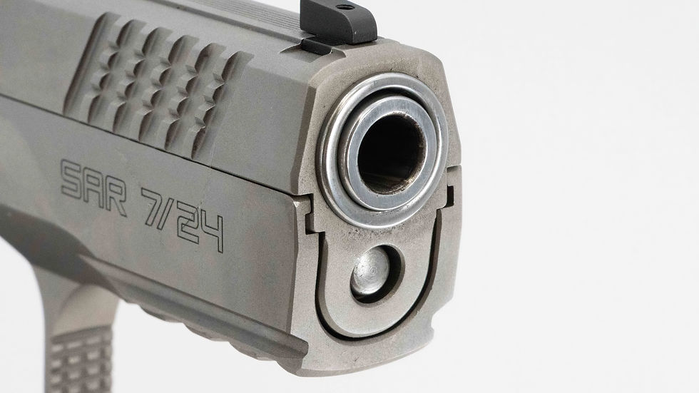 Chromed barrel bushing and a change to the front sight cut on the Sarsilmaz 7/24 c
