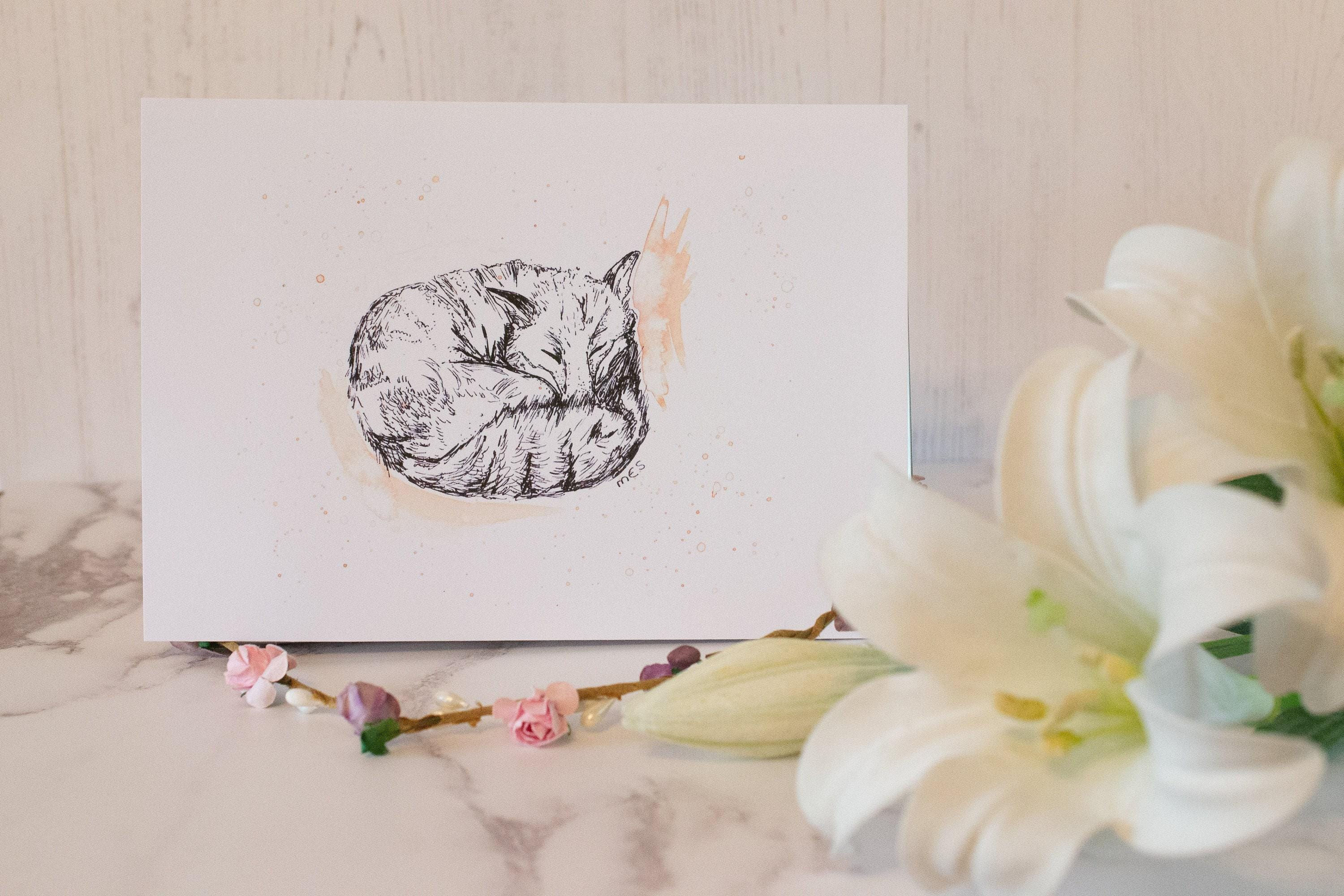 Fox Watercolour Art Print on Recycled Paper, Fox Gift