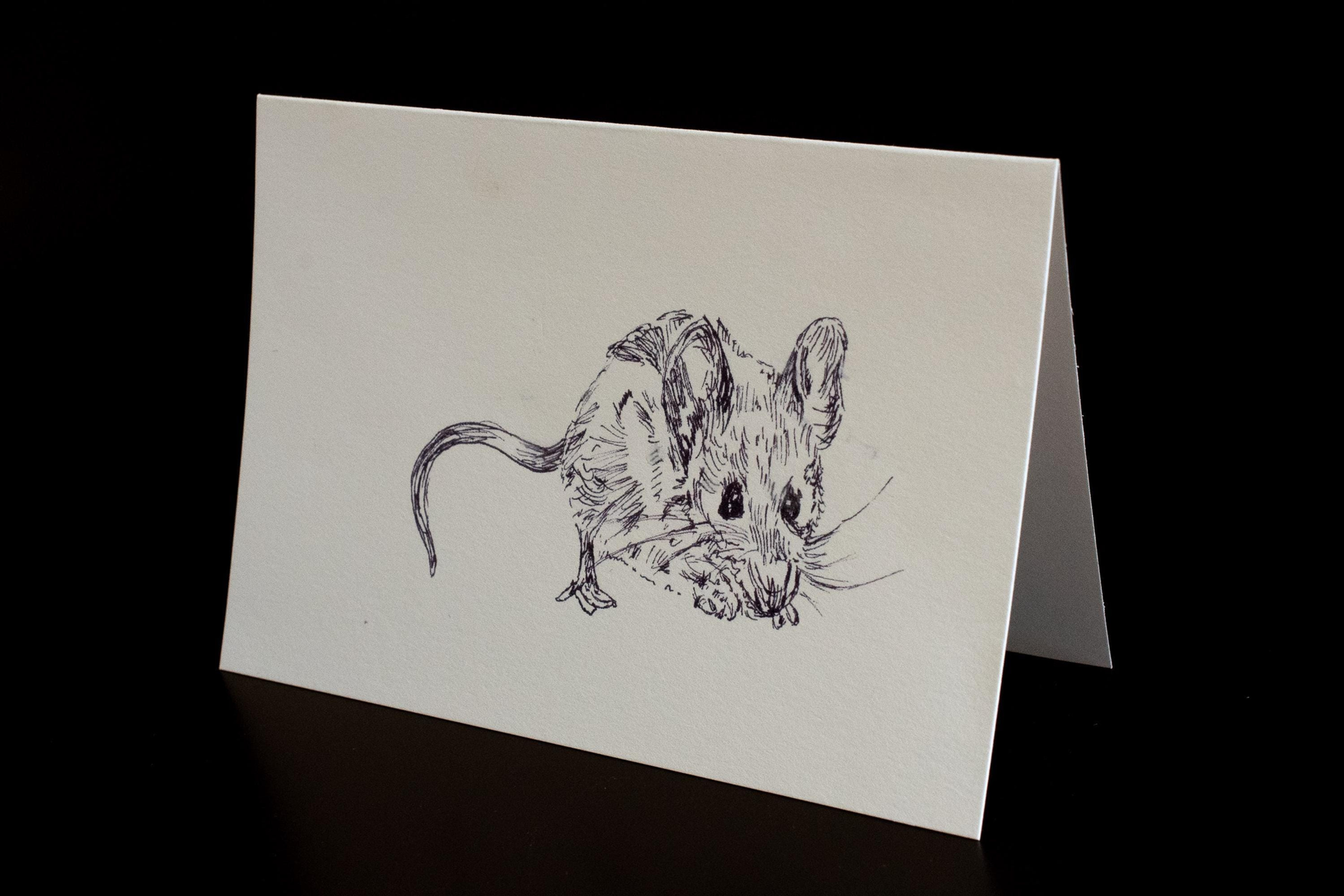 A6 Illustrated Mouse Hand-Drawn Inks Greeting Card