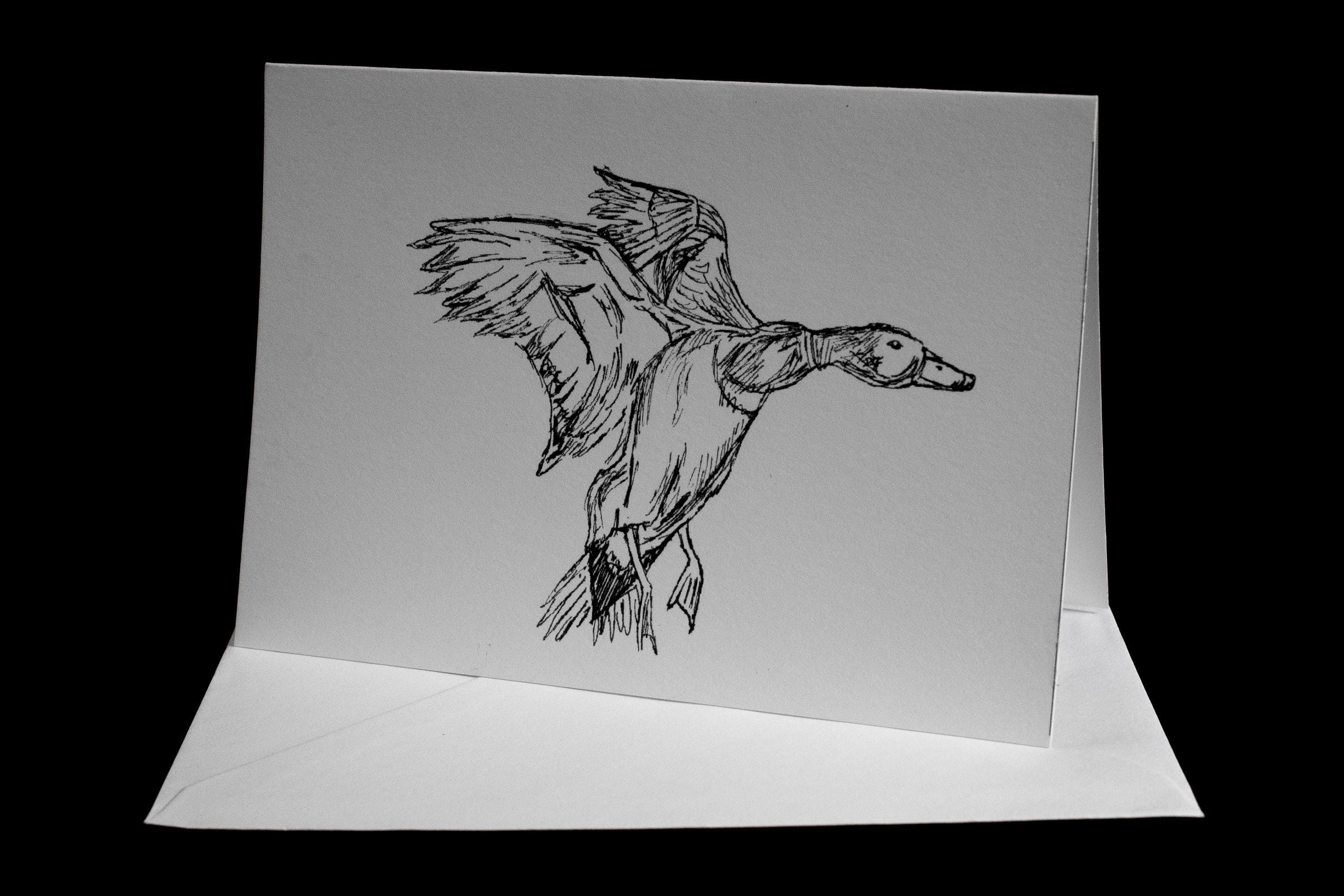 A6 Illustrated Geese Watercolour Inks Hand-Drawn Greetings Card