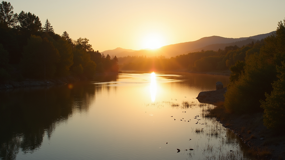 Wide angle view of the American River at sunrise
