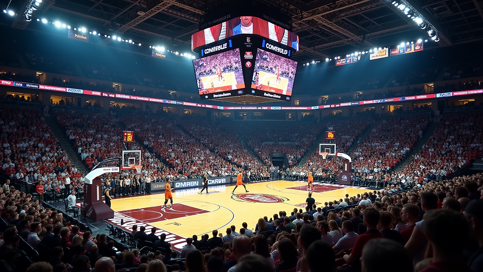 High angle view of the Intuit Dome interior during a game