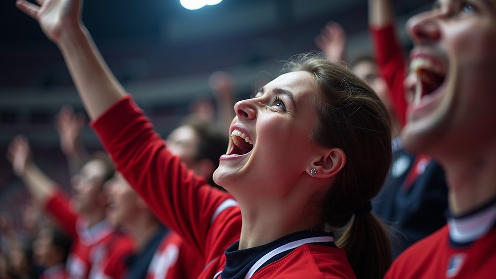 Close-up view of excited fans cheering for the Washington Capitals