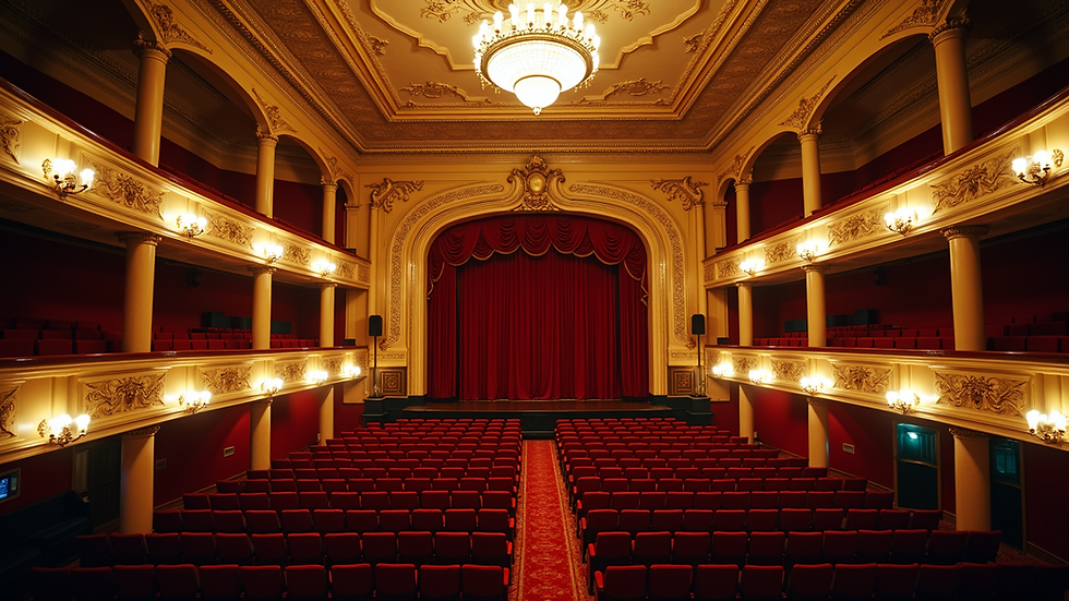 Wide angle view of the Michigan Theater's ornate interior