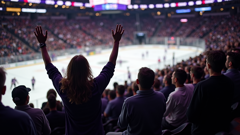 Eye-level view of Los Angeles Kings fans cheering during a match