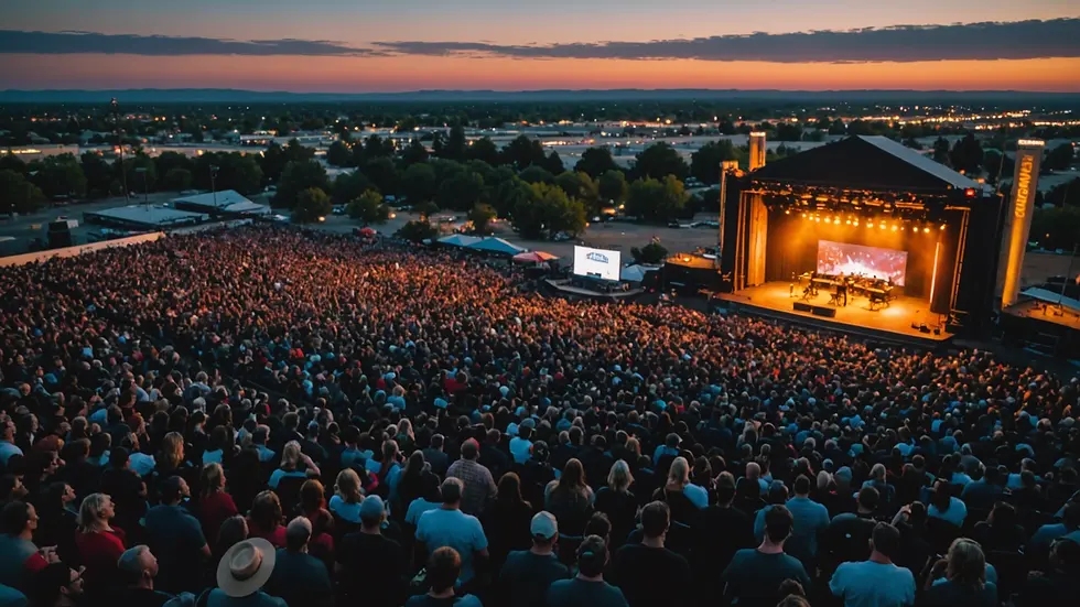 High angle view of a concert stage in Fresno