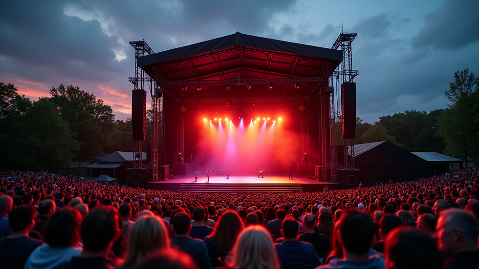 Wide angle view of Michigan Lottery Amphitheatre stage setup