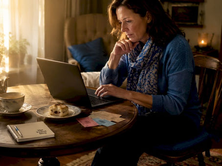 Woman buying dinner theater tickets online at home