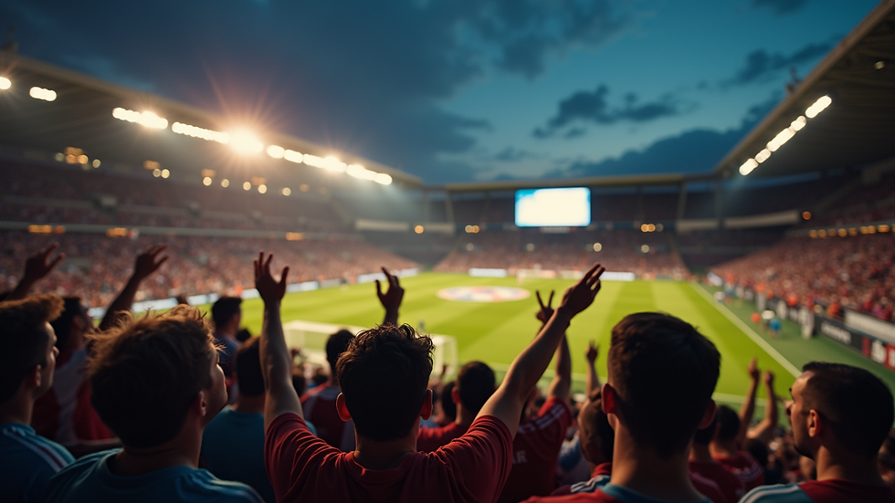 Eye-level view of an enthusiastic crowd at a stadium event