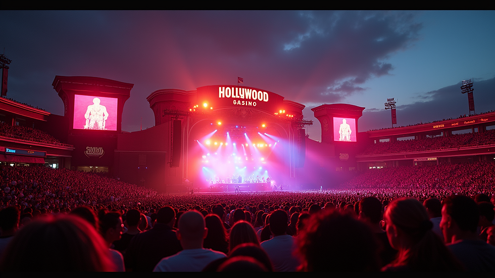 Wide angle view of Hollywood Casino Amphitheatre during a concert