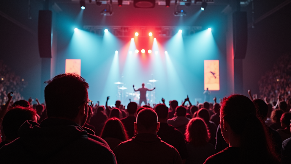 Wide angle view of Gas South Arena during a concert