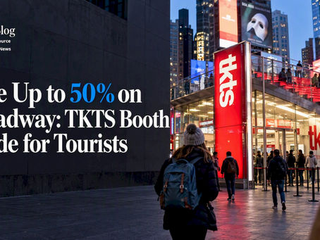 Tourist approaching the TKTS Broadway booth