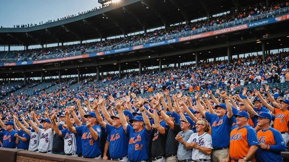 Wide angle view of Mets fans cheering at Citi Field