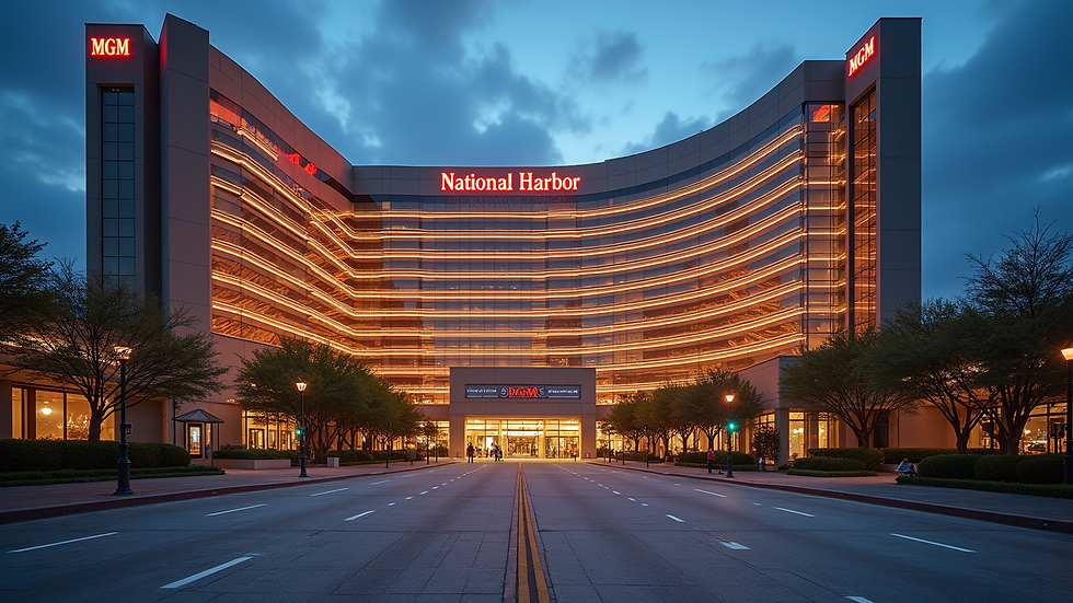 Eye-level view of the exterior of MGM National Harbor