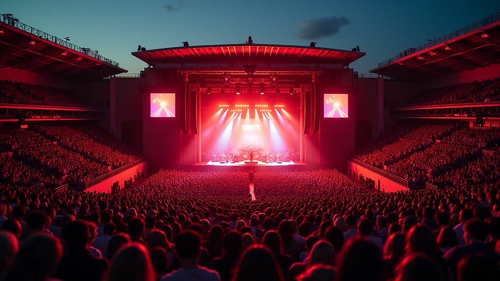 High angle view of the Red Hat Amphitheater during a concert