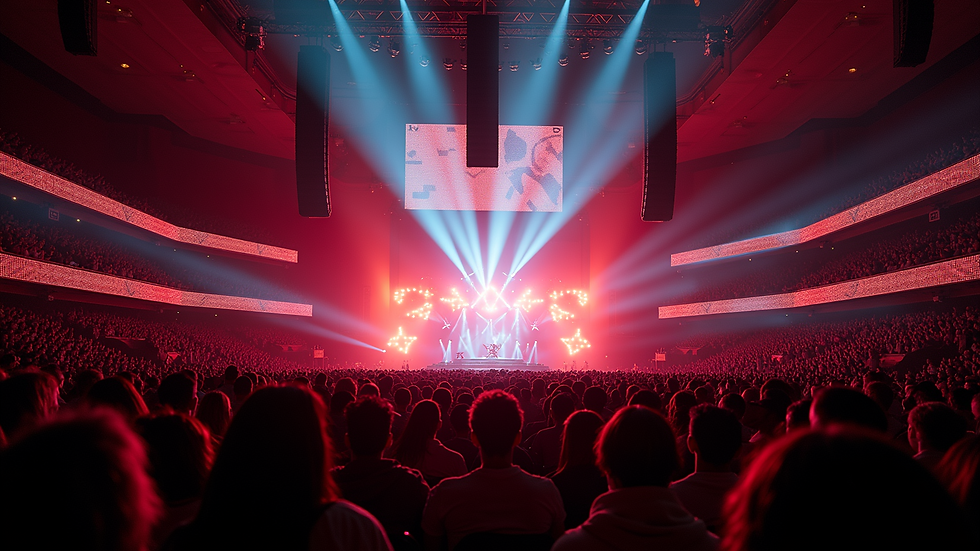 Eye-level view of Bon Secours Wellness Arena during a live concert