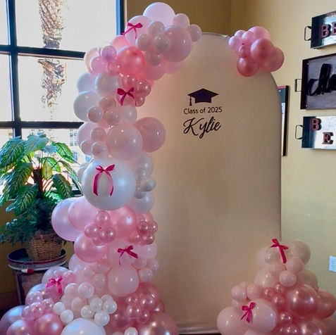 Pink and white balloons for backdrop graduation pink bows