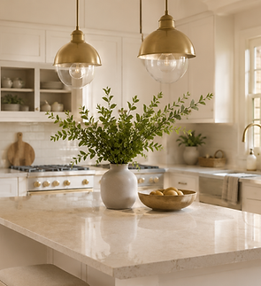 Modern white kitchen organized from top to bottom