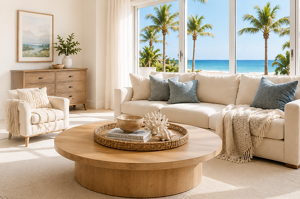 Delray Beach living room with ocean view