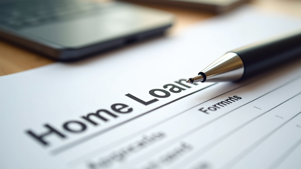 Close-up view of a home loan application form with a pen
