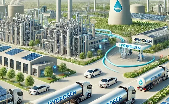 DALL·E 2024-09-06 10.26.26 - An innovative scene depicting the full hydrogen decarbonizati