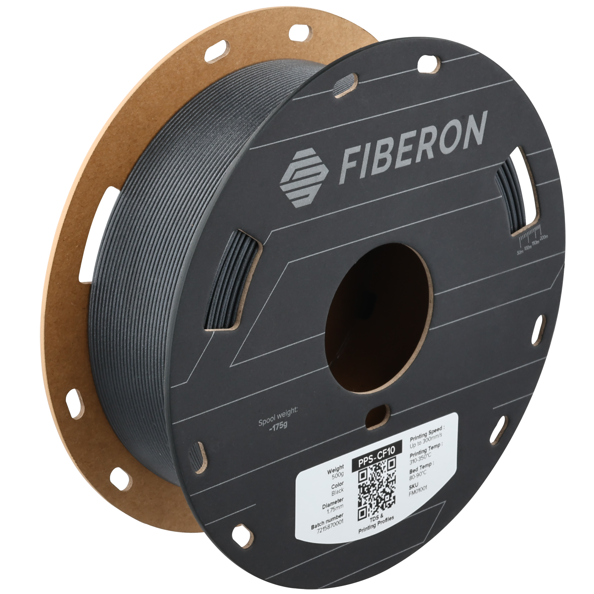 Филамент Polymaker Fiberon PPS-CF10 черен цвят макара