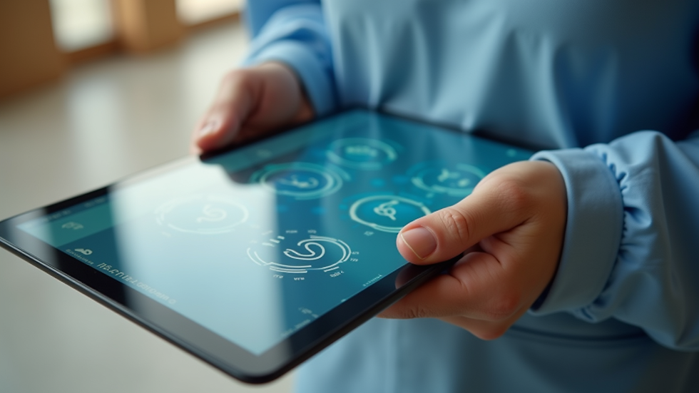 Close-up view of a tablet showing a health app interface