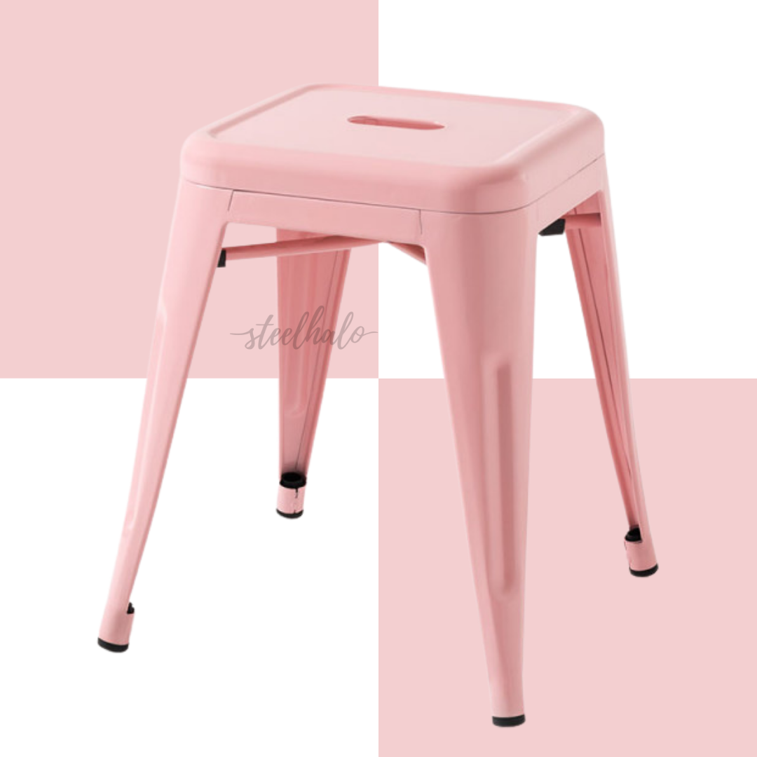Taburetes metálicos bajos colores