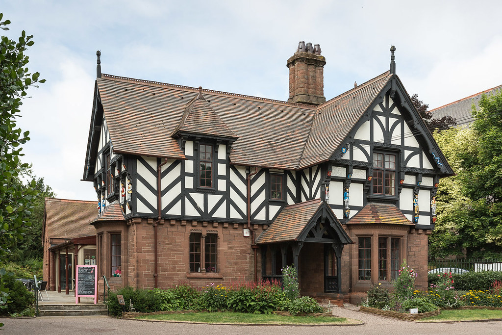 The Lodge, Grosvenor Park - black and white revival of John Douglas