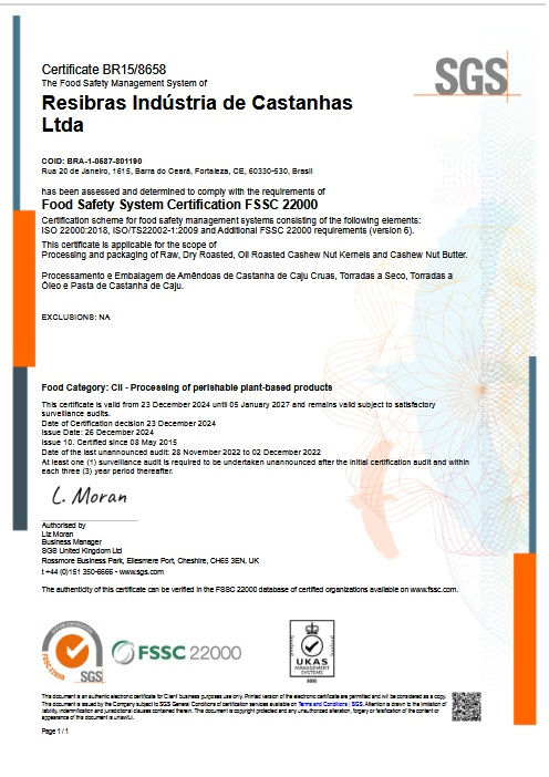 FSSC22000 CERTIFICATE