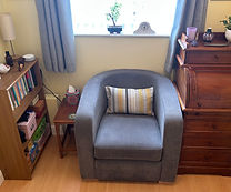 Adult counselling room set up with comfortable seating and calming décor at Nicola Gwilym Counselling in Halewood