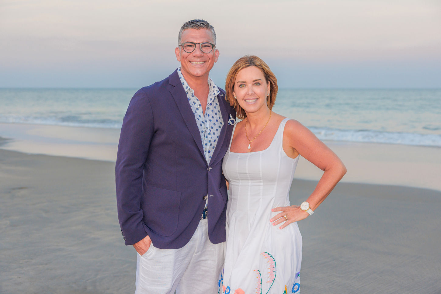 evening beach portrait session on the coast of stone harbor nj