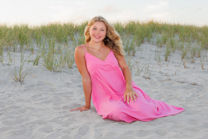 high school senior portrait in the dunes of ocean city nj