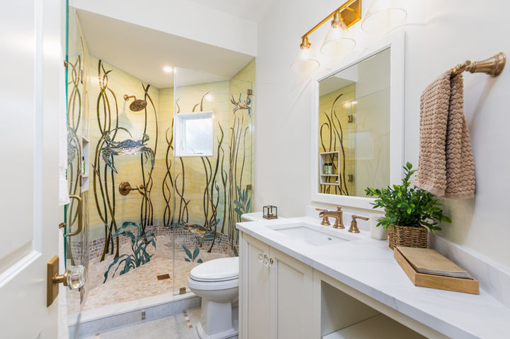 stunning professional photography of hand laid tile in an avalon nj bathroom