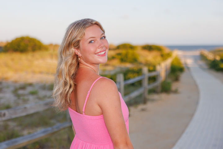 beautiful high school senior portrait in the dunes of ocean city nj