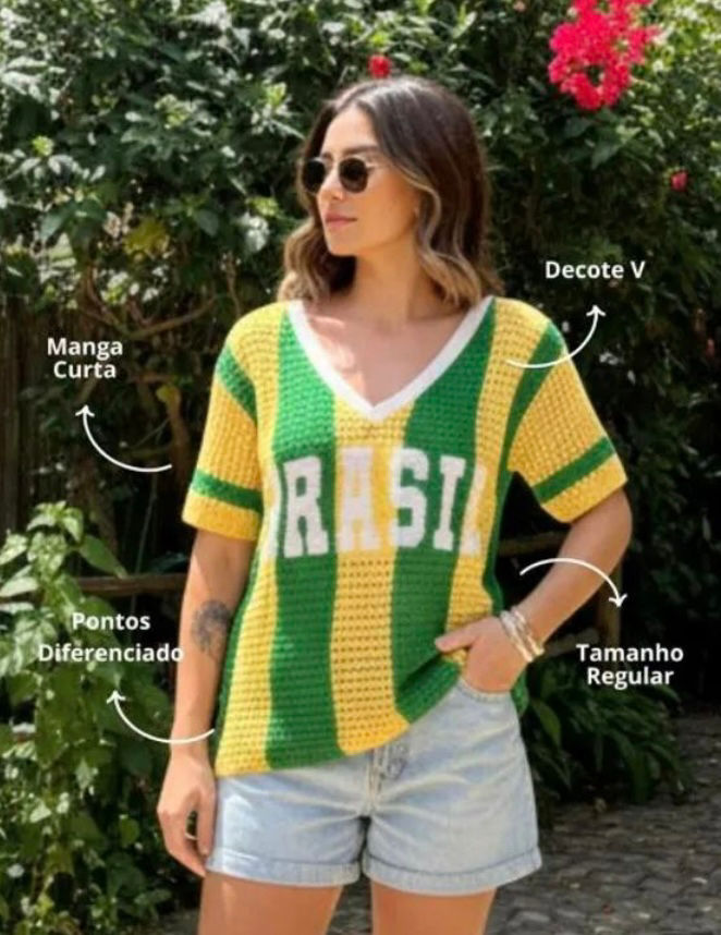 Miniatura: Camisa Canarinho Oversized Tricot Verde/Amarelo Brasil 