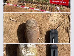 Unexploded mortar bomb, UXO, rusty dud