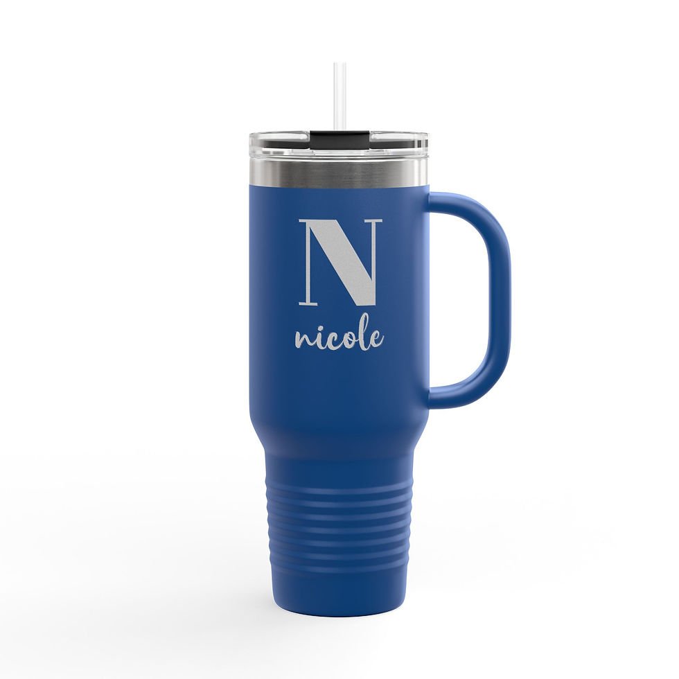 Thumbnail: Personalized 40oz Tumbler - Royal Blue, Handle Facing Right