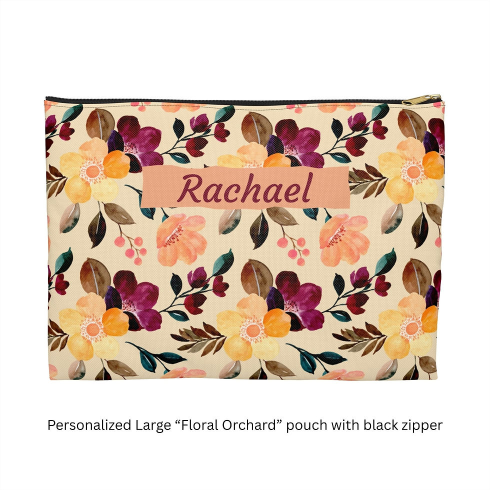 Thumbnail: Floral Orchard Accessory Pouch - Front, Large, Black Zipper