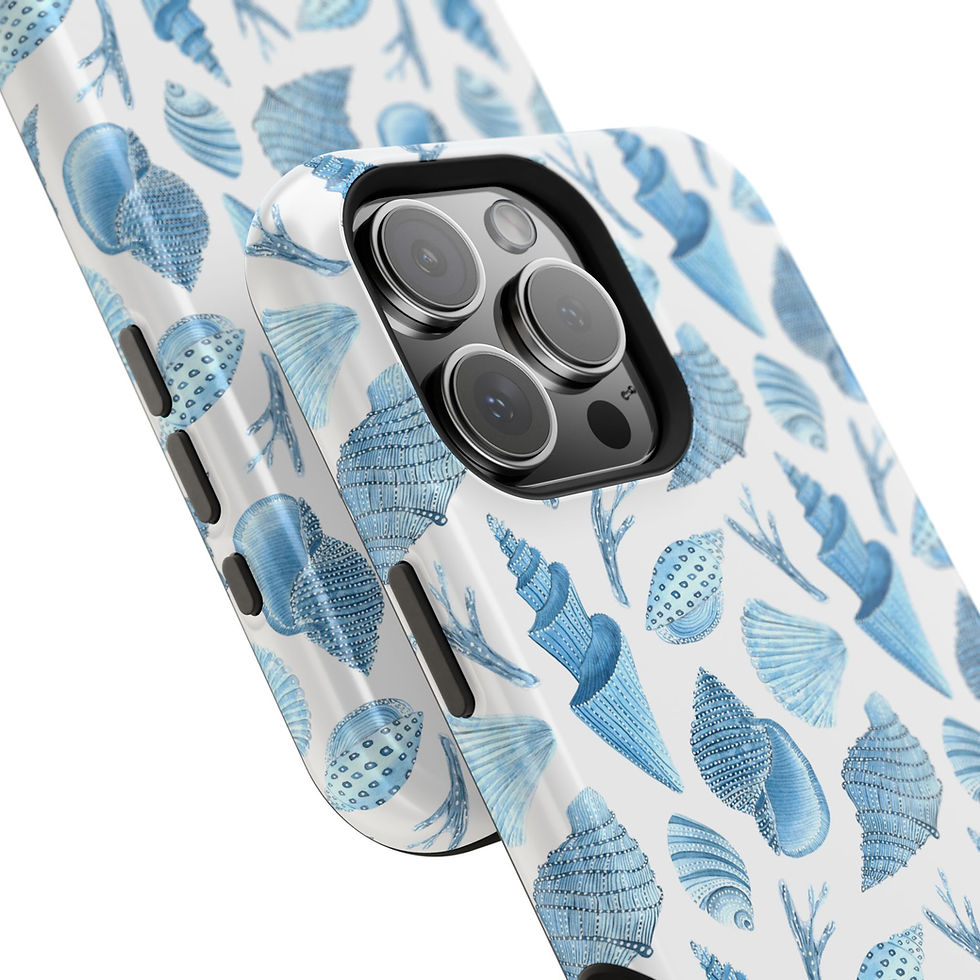 Thumbnail: Blue Ocean Shells Magnetic Case - iPhone 16 Pro Max - Top and Side View of the Case