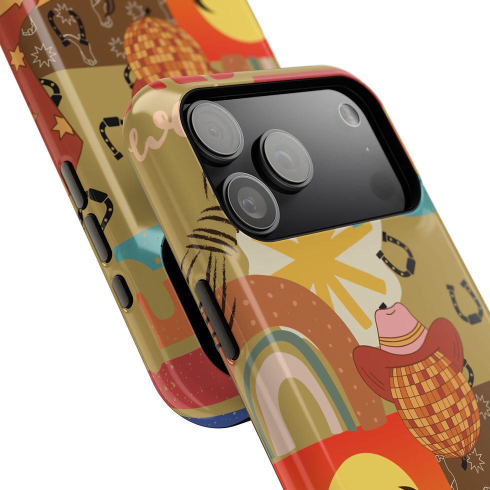 Thumbnail: Western Rodeo Theme Impact Case - iPhone 17 Pro Max - Front and Side View of the Case