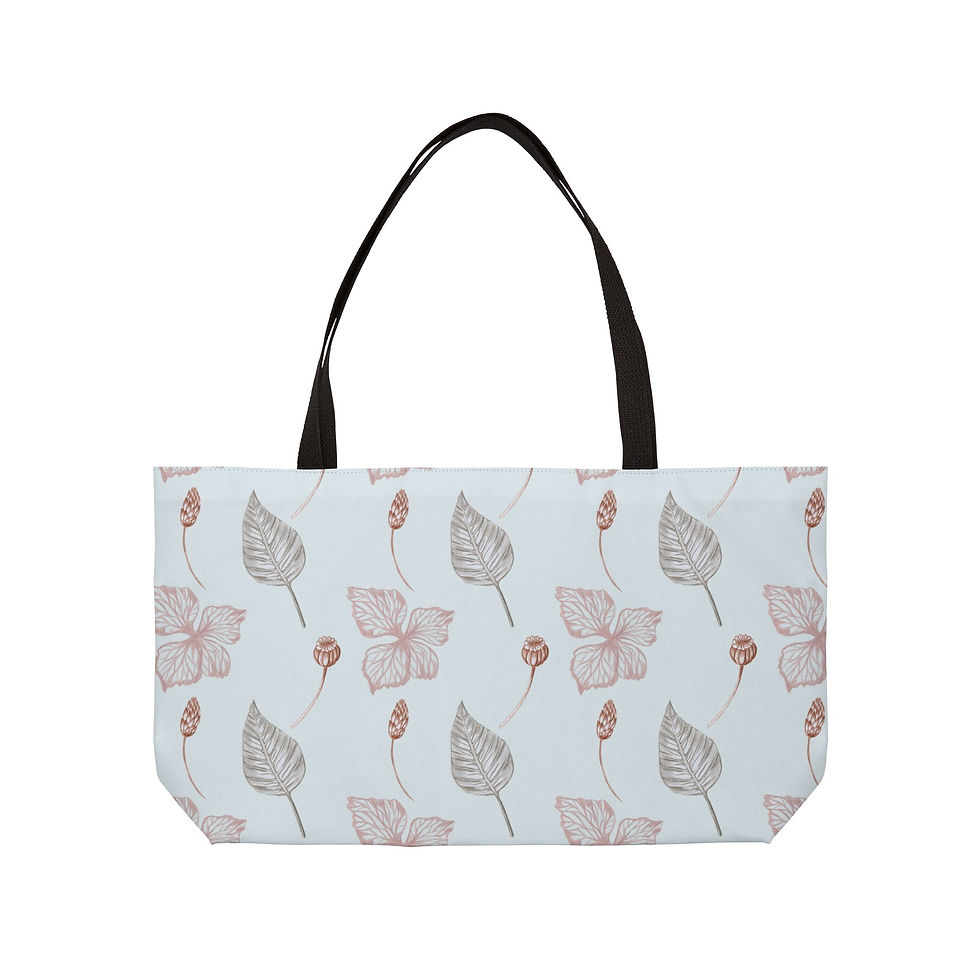 Blue Fall Leaves Weekender Tote - Standing on its own