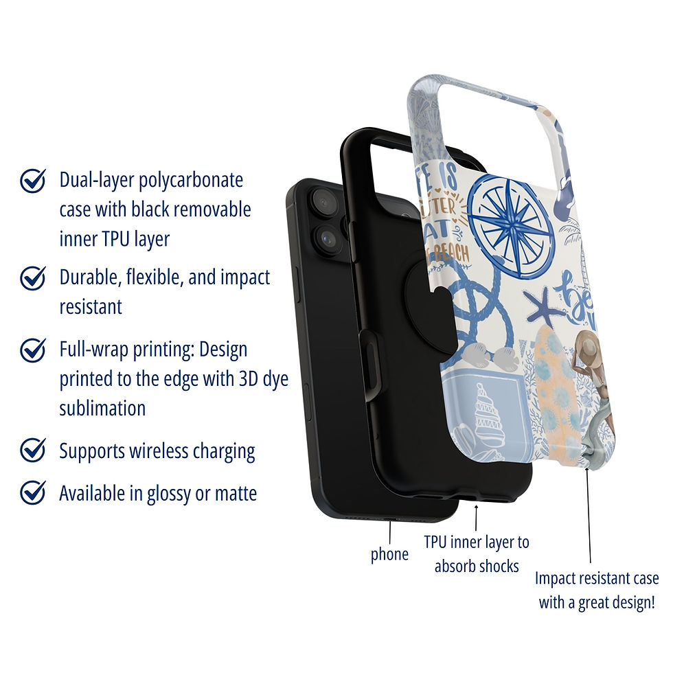 Beachy Nautical Tough Impact Case - iPhone 17 Pro Max - Description of the Layers of the Case