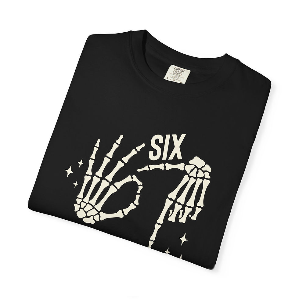 Thumbnail: Six Seven Skeleton Hands - Black T-Shirt - Folded