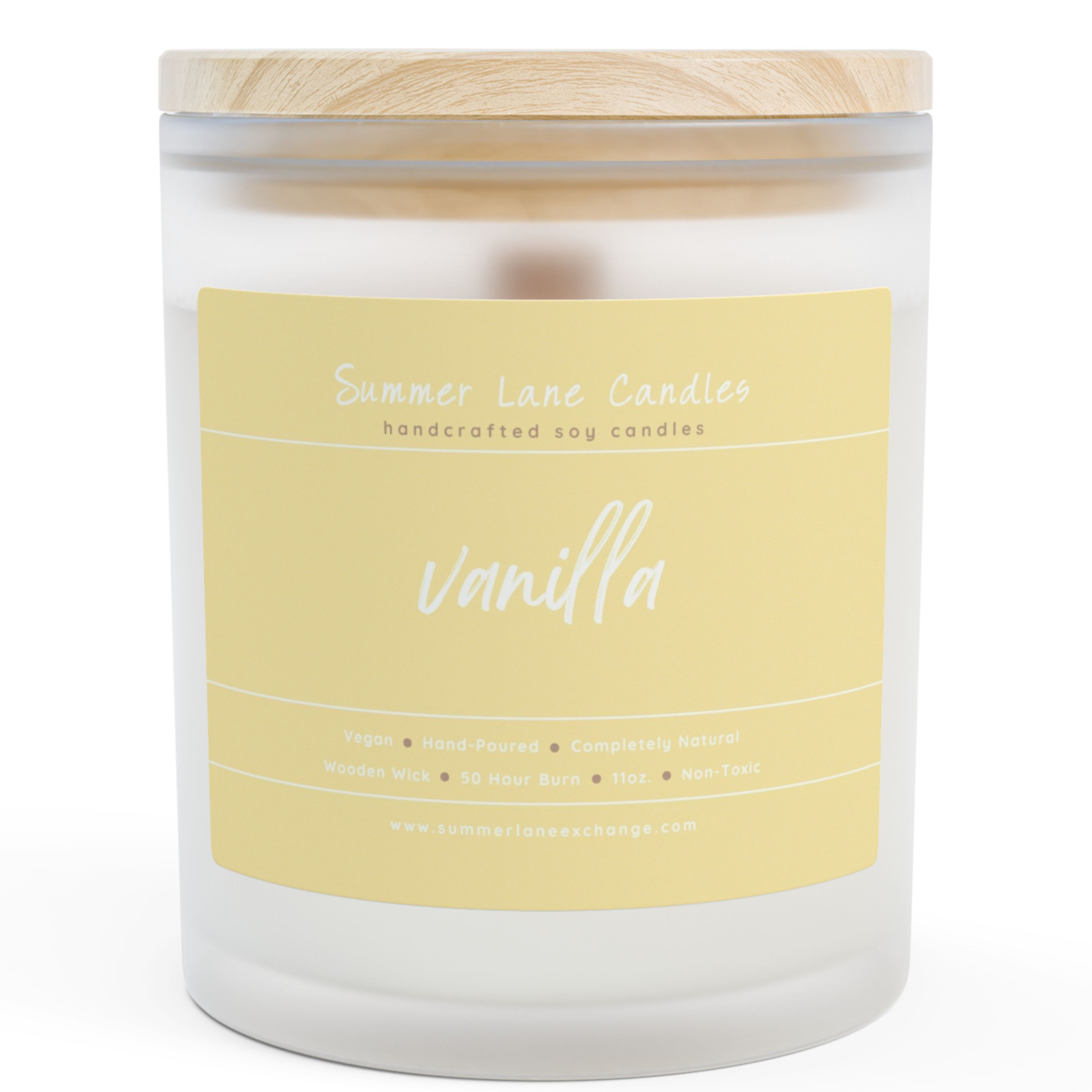 Vanilla Soy Candle, 11oz - Front of Candle