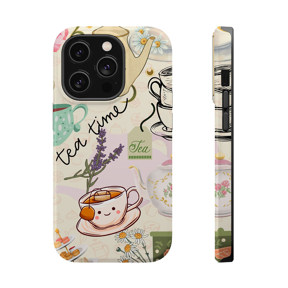 Thumbnail: Tea Time Magnetic Phone Case - iPhone 14 - Front and Side of the Case