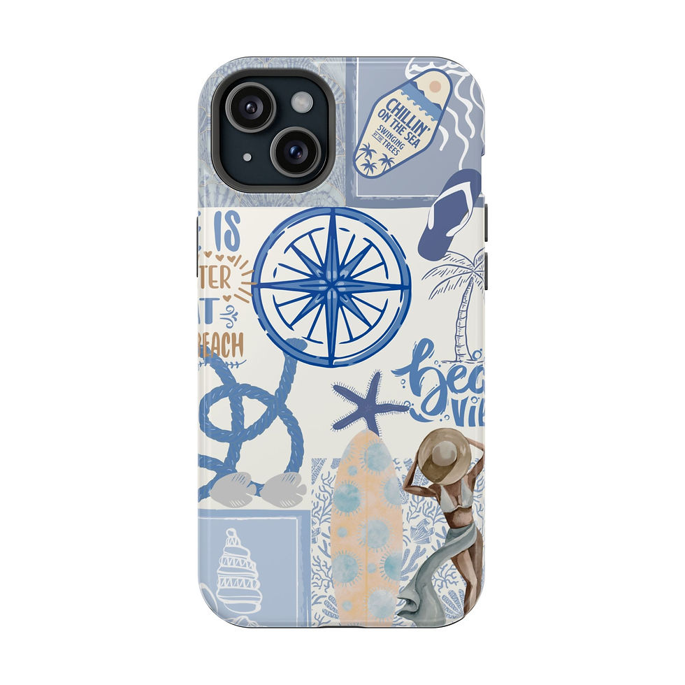 Thumbnail: Beachy Nautical Tough Impact Case - iPhone 15 Pro - Front of the Case