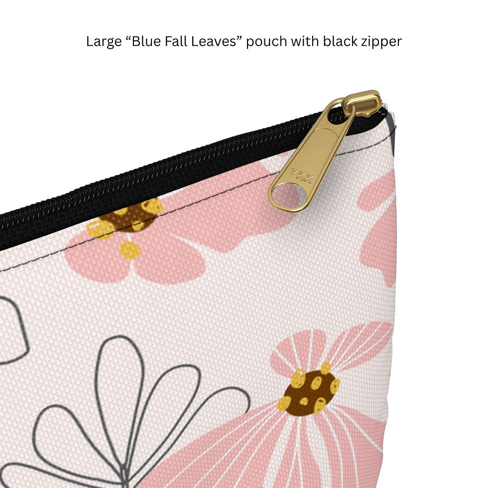 Thumbnail: Mocha Petals Accessory Bag - Front Corner, Large, Black Zipper